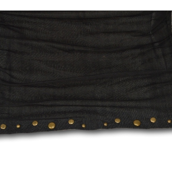 Le Chateau Black Denim Skirt with Net & Gold Studs - Picture 2 of 2